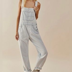 Free People Ziggy Denim Overalls Beach Blue